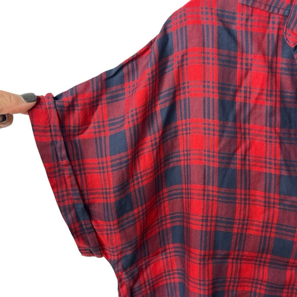 Grayson The Artist Short Sleeve Shirt Plaid Button Front Size 2 Red Blue - Picture 3 of 7